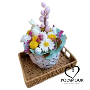 Kompozycja Wielkanocna w koszyku o zapachu Kwiatu Wiśni i Babeczki Klementynkowej Duża